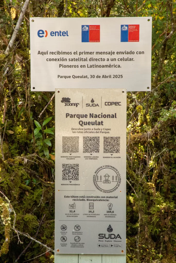 Entel Chile comercializará servicio D2D con Starlink en junio 1 Placa Parque Queulat